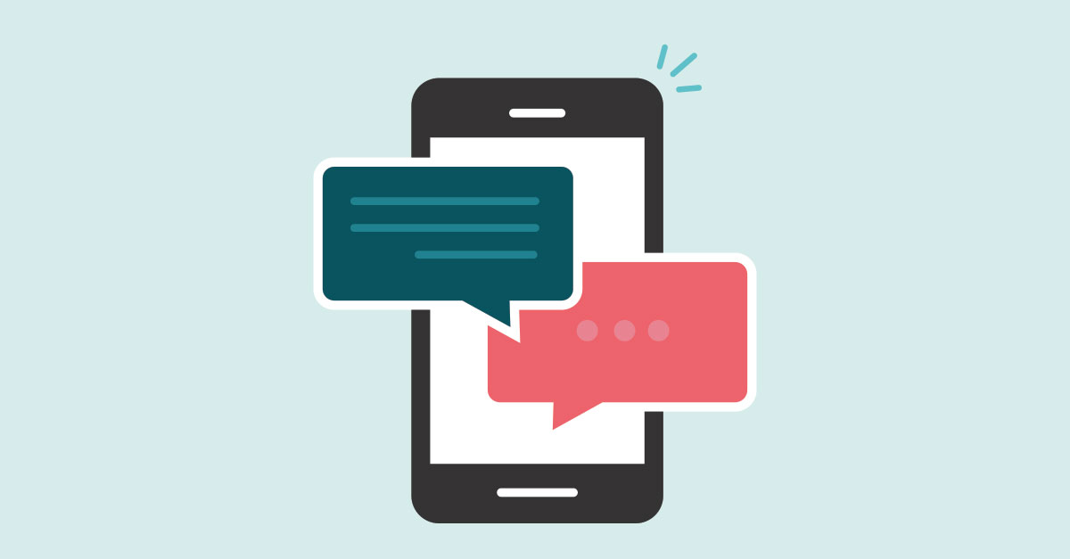Illustration of a smartphone with some conversation bubbles